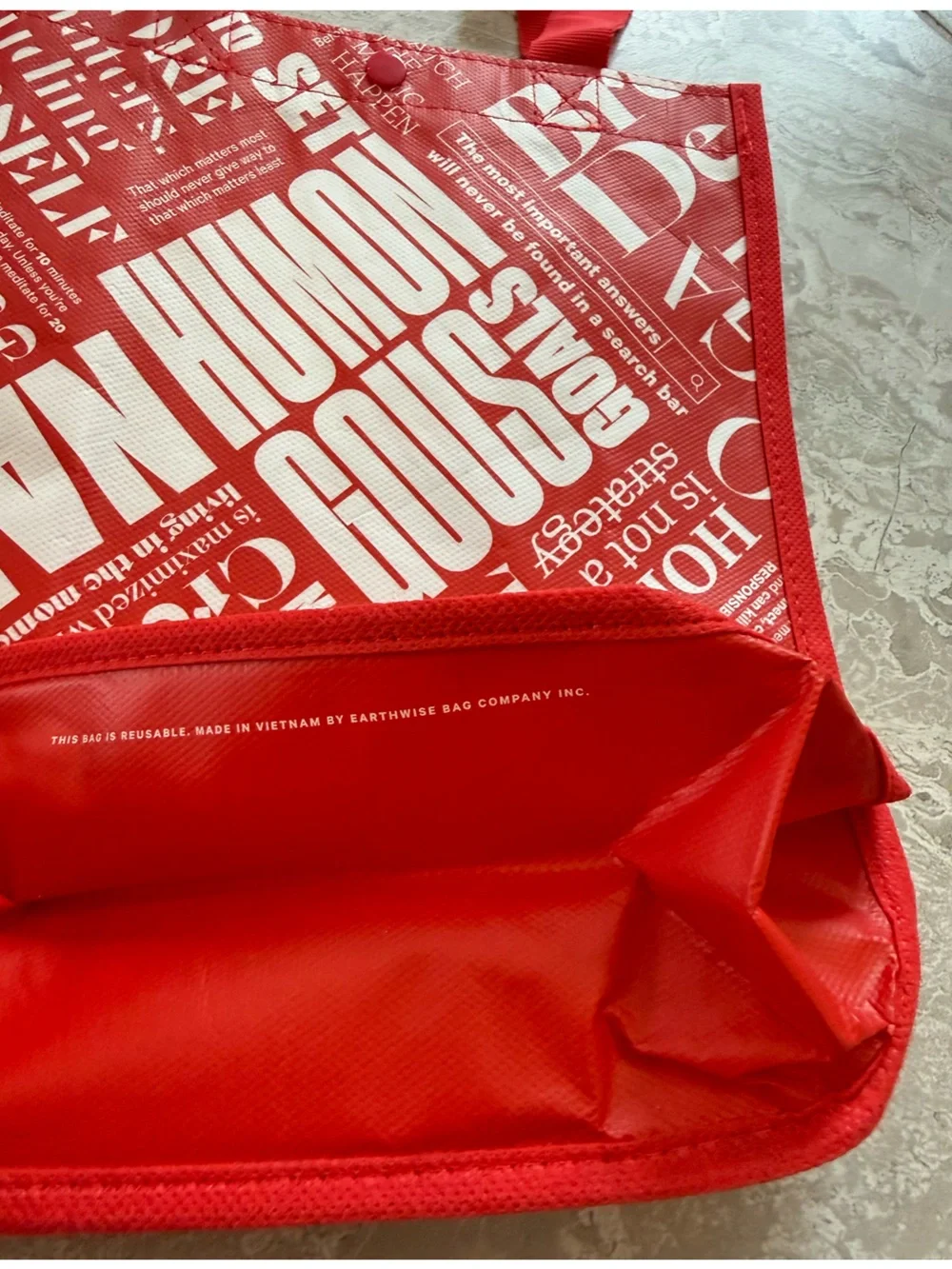 NWT Lululemon Red Graphic Tote Bag with White Print, Small